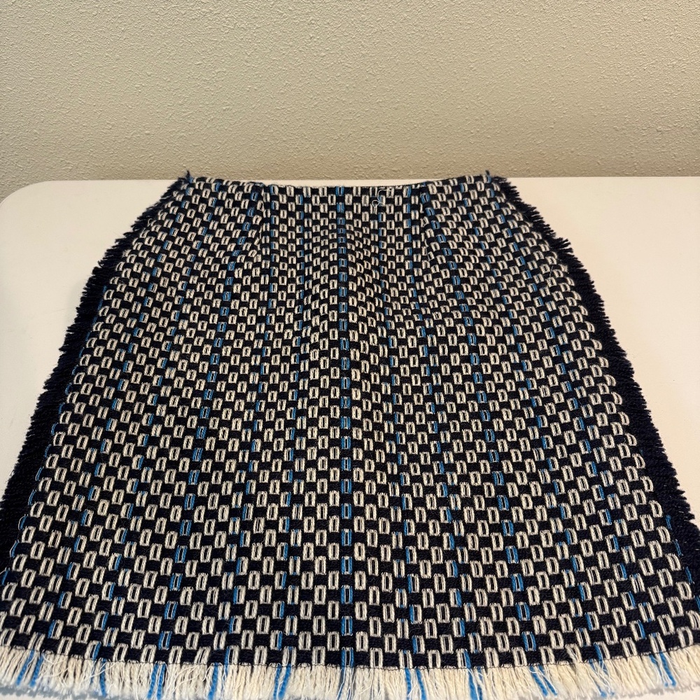 NWT Lanvin Pencil Tweed Skirt Navy, Blue & White Size 36